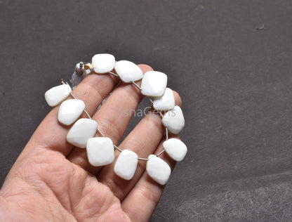 Beautiful White Agate Fancy Slice Shape Side Drill Beads,6" Strand Natural Agate Uneven Flat Slice Gemstone Beads For Jewelry Making Crafts