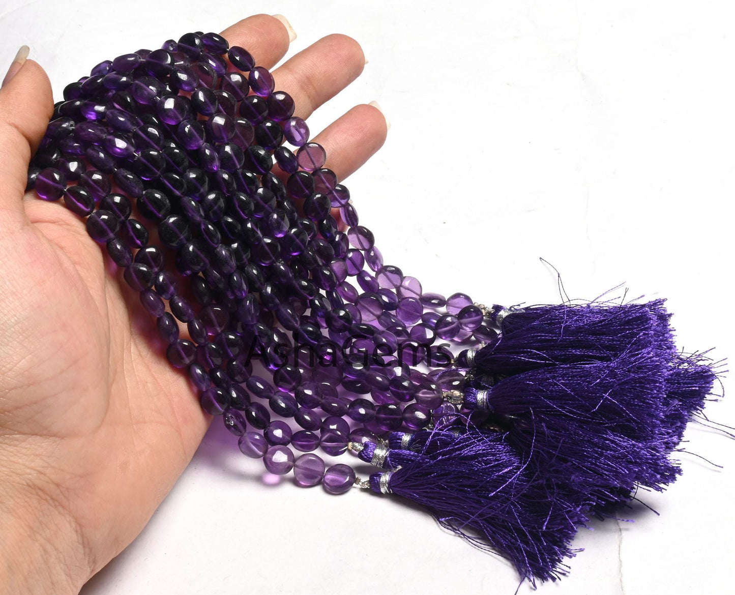 Fine Quality Purple Amethyst Smooth Puff Coin Gemstone Beads,8" Natural amethyst Beads, Amethyst Plain Handmade Coin Shape Bead Jewelry SALE