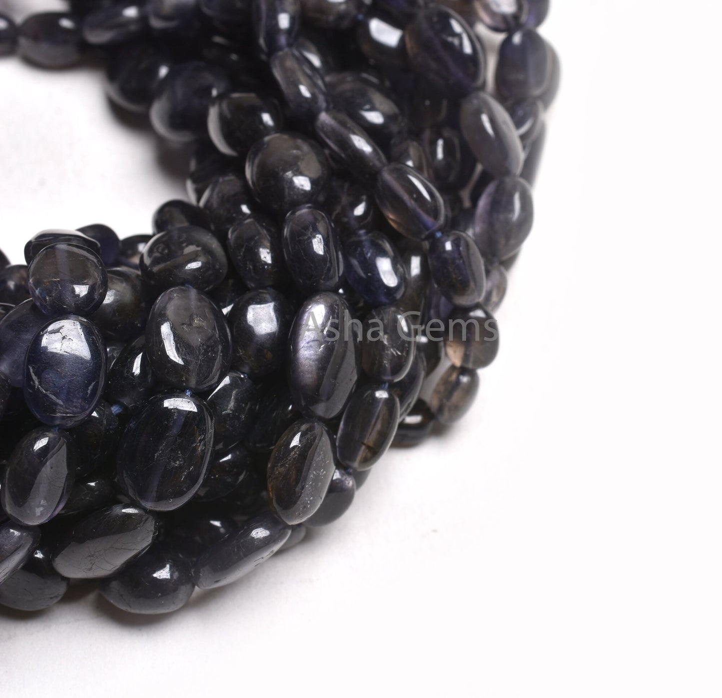 Natural Blue Iolite Smooth Oval Shape Beads,16" Strand Iolite Plain Handmade Oval Straight Drill Gemstone Iolite Beads Jewelry Crafts SALE