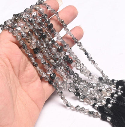 Natural Black rutilated Quartz Smooth Coin Shape Gemstone Loose Beads, Fine Quality Rutile Coin Handmade Bead Jewelry making Handicraft SALE