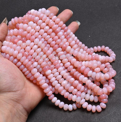 Beautiful Pink Opal Rondelle Shape Smooth Bead,16" Shaded pink Opal Handmade Gemstone Loose Beads Jewelry Making Crafts AAA Opal Beads SALE