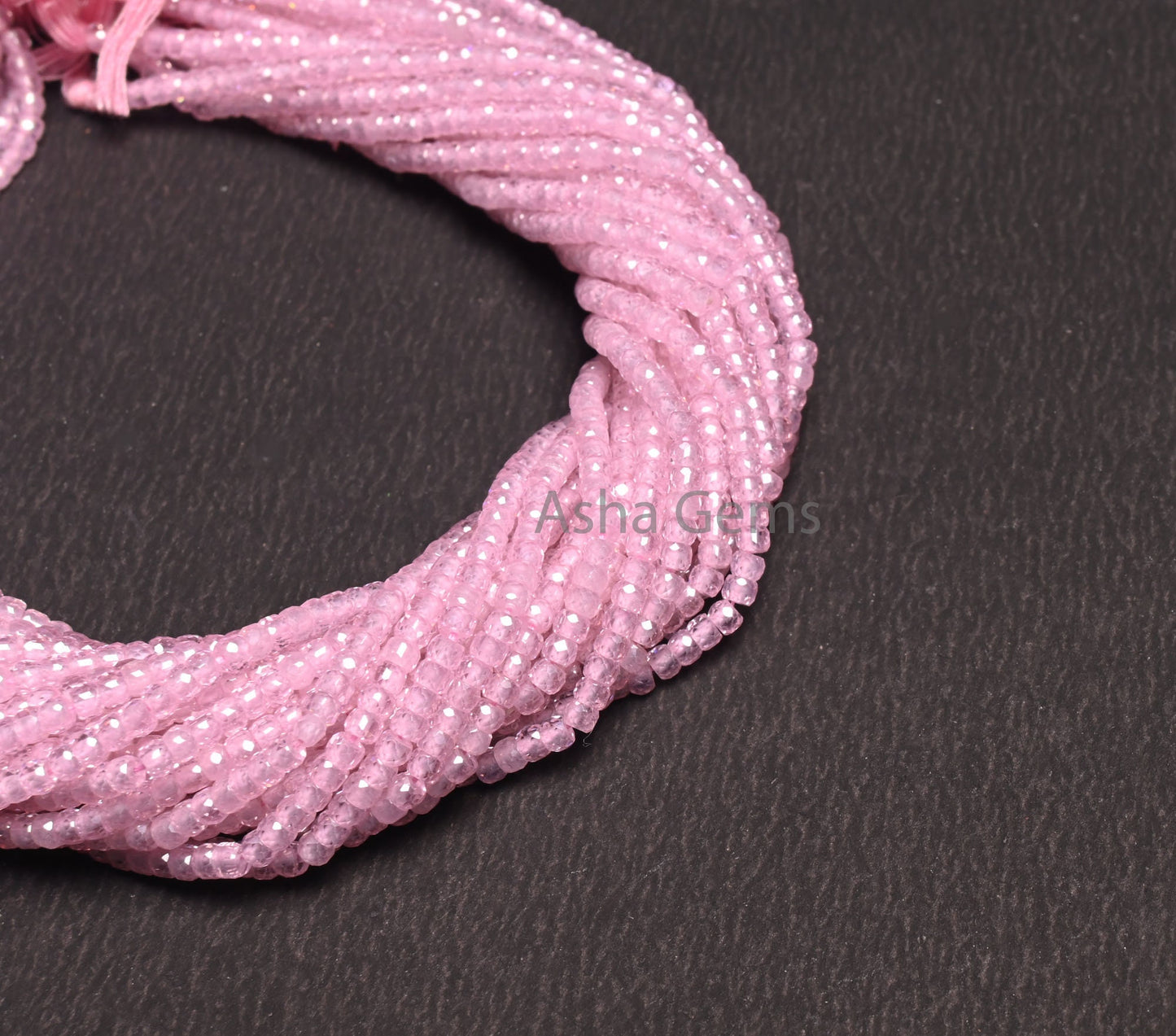 3 mm AAA Quality Pink Zircon Micro Faceted Rondelle Beads, Pink Zircon Machine Cut Beads,12.5" Fine Zircon Machine Cut Beads Jewelry Makings