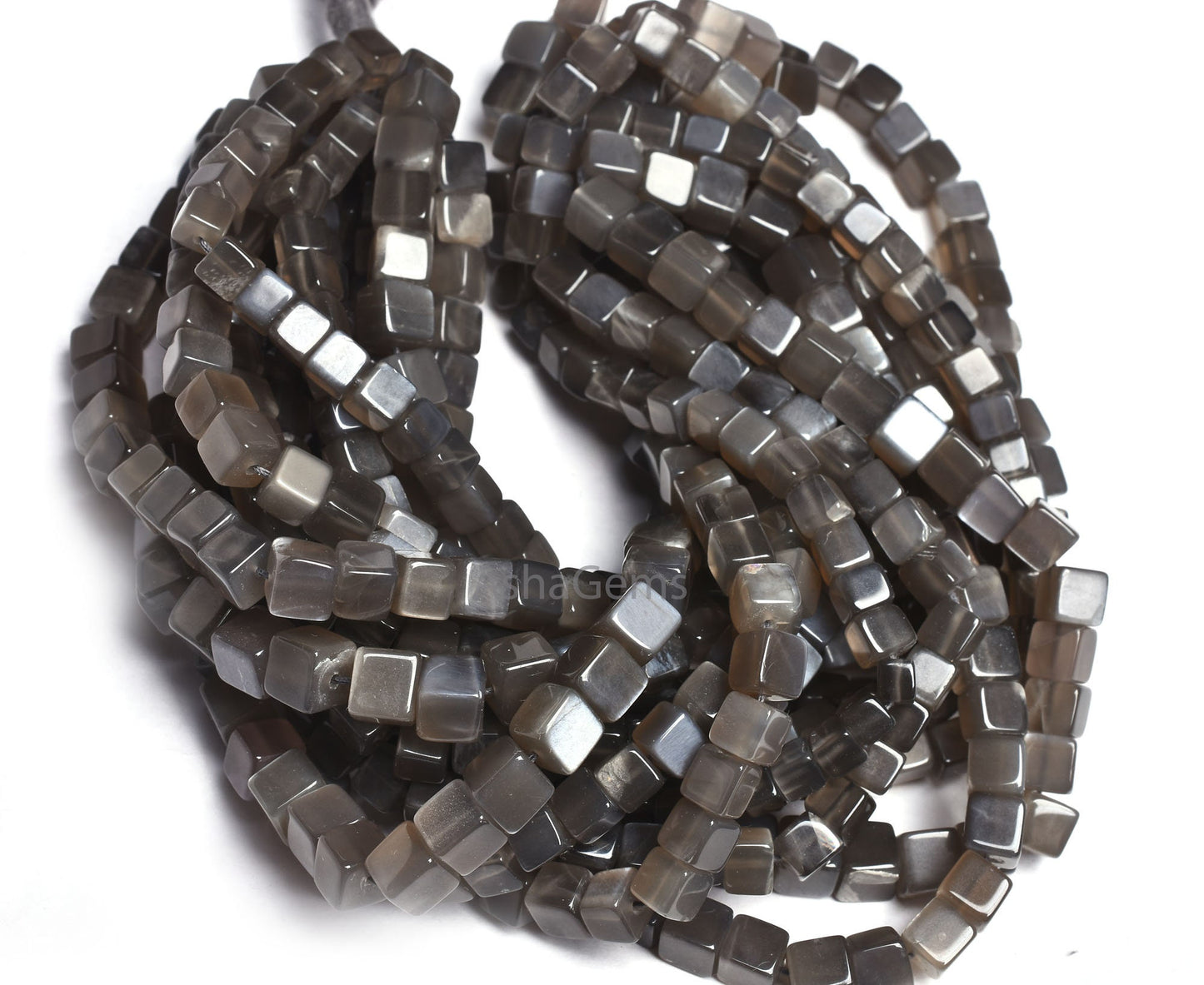 Beautiful Gray Moonstone Smooth Box Shape Beads, Natural Grey Moonstone 3D Cube Box Gemstone Beads, Moonstone Handmade Indian Beads jewelry