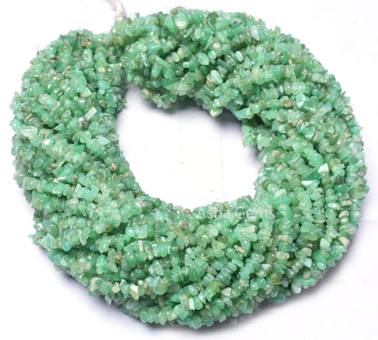 Natural Chrysoprase Uncut Chip Beads,34" Strand Green Chrysoprase Smooth raw Rough Tiny Nugget Beads Gemstone chrysoprase Beads Chip Jewelry