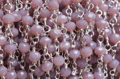 1,3,5,10,50Ft Lavender Hydro Faceted Rondelle Beaded Rosary Chain,Silver Plated Wire,Jewelry Making Finding,Bulk Chain,3-3.5mm,Chain By Foot