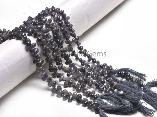 Beautiful Blue Iolite smooth Drops Shape Beads, Natural Iolite Side Drill Drops,13" Iolite Plain Teardrop Handmade Iolite Beads Jewelry SALE