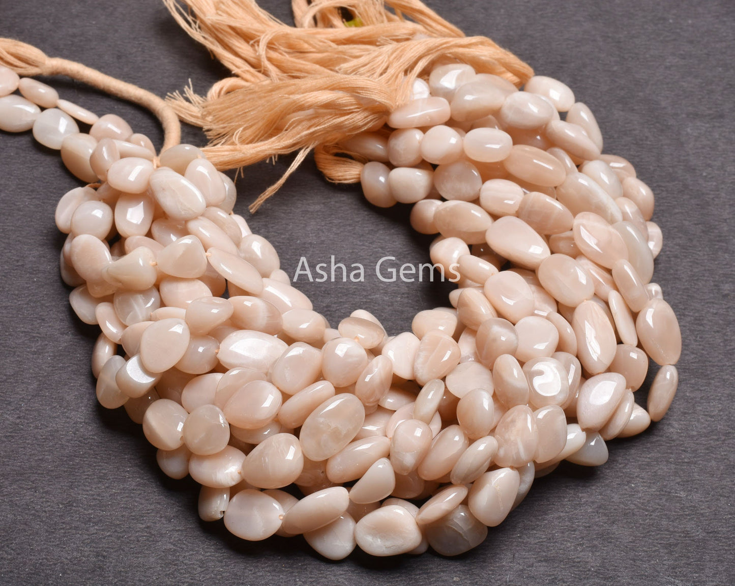 Beautiful Peach Moonstone smooth Nugget Gemstone Beads,13"Strand Pink Moonstone Plain Handmade Straight Drill Tumble Bead Jewelry Craft SALE (AG 22243)