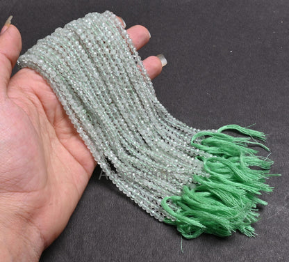Beautiful Green Amethyst faceted machine cut Rondelle Gemstone Loose Beads,12.5" Fine Natural Green Amethyst Micro Cut Beads Jewelry Crafts