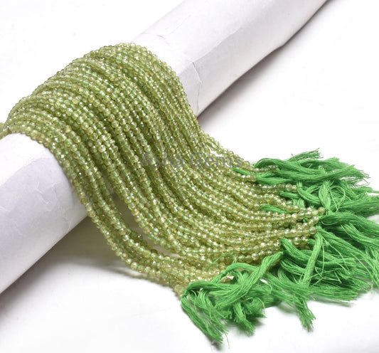 Natural Green Peridot Faceted Round Gemstone Beads,3.1x3 mm Peridot Machine Cut Micro Faceted Round Beads. Peridot Bead Jewelry Making SALE