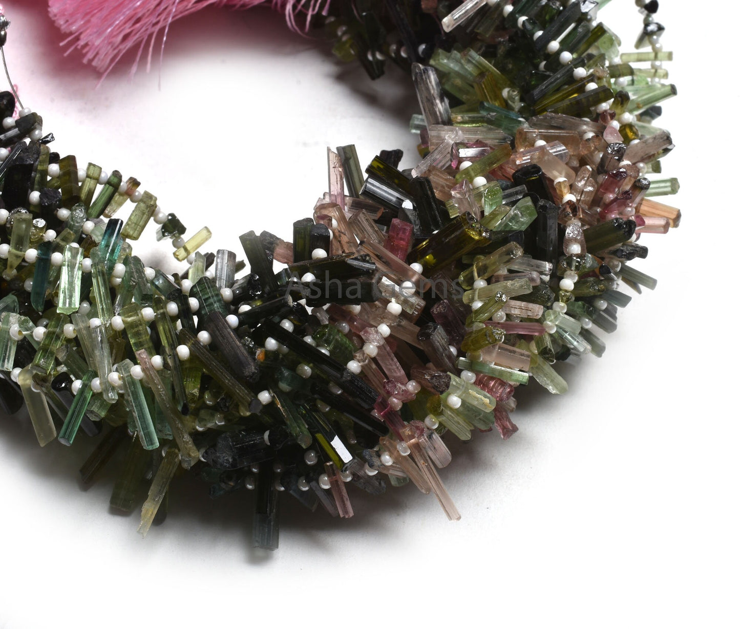 Fine Multi Pink Green Tourmaline Pencil Shape Uneven Gemstone Beads, Real Tourmaline Smooth Raw Long Stick Rough fancy Side Drill Bead Craft