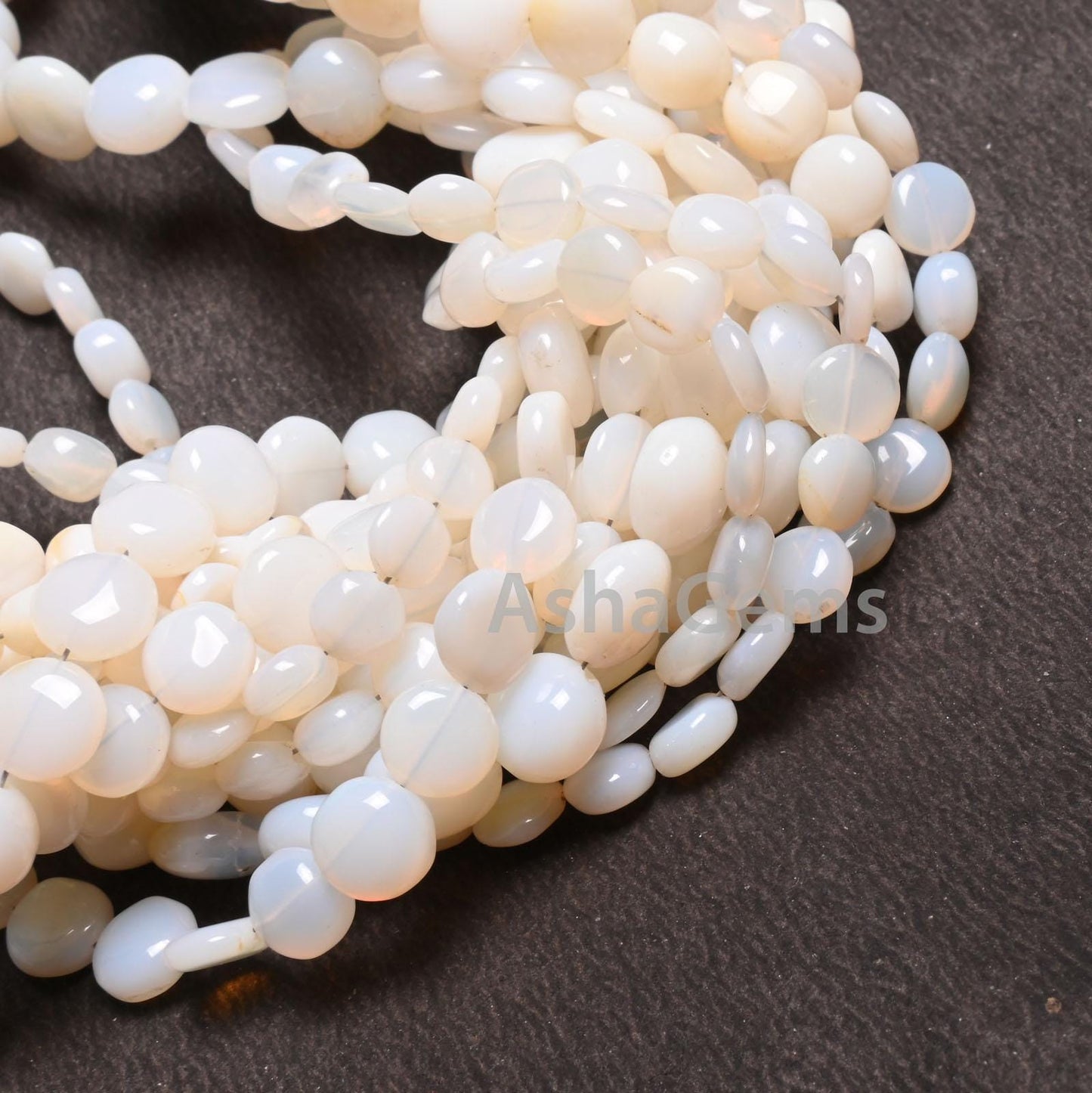 Natural Opal Smooth Coin Shape Gemstone Beads,16"Strand Fine White Opal Fancy Puff coin Handmade Straight Drill Opal Bead Jewelry Craft SALE