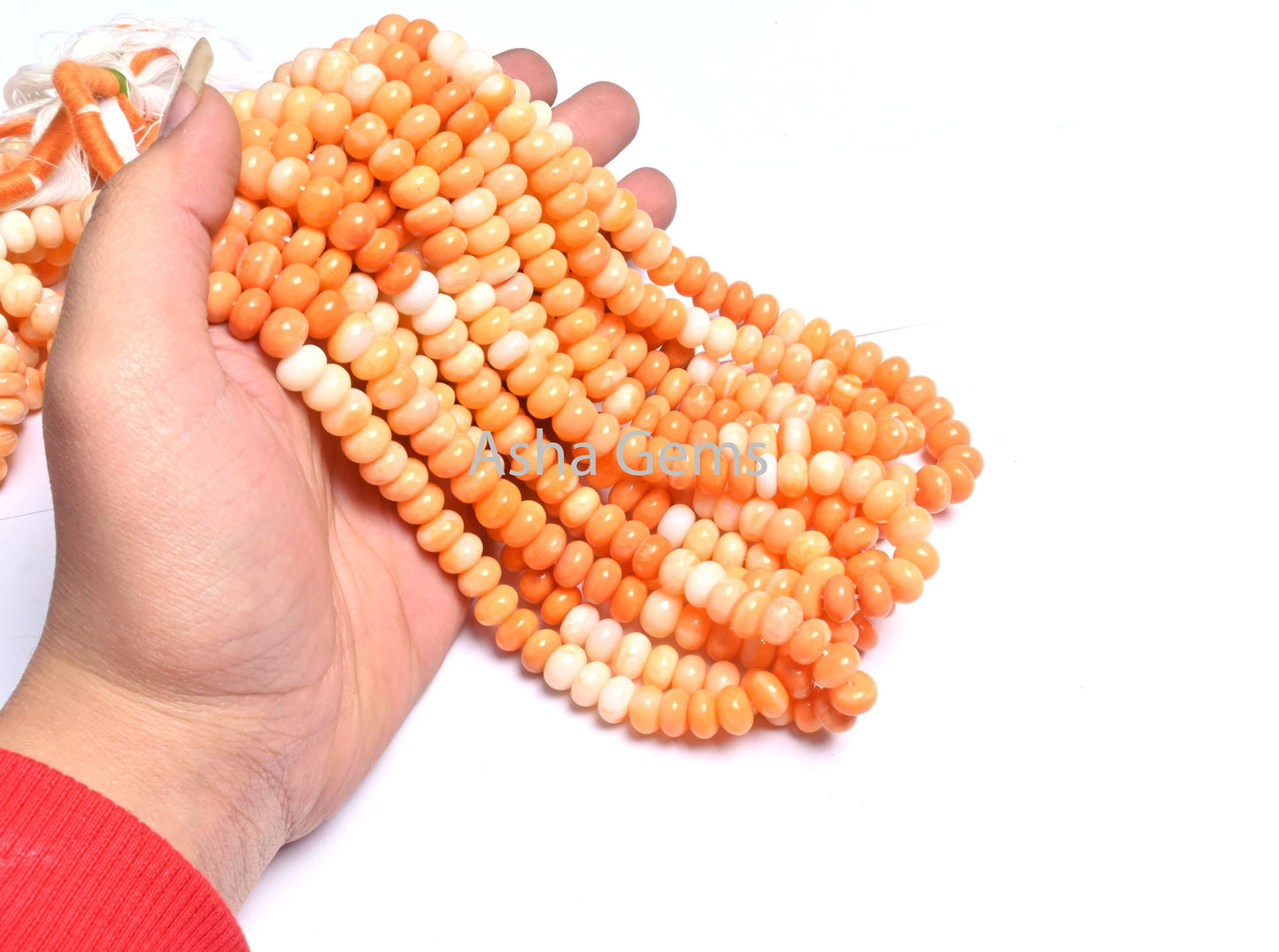 AAA Orange Opal Smooth Rondelle Beads, 8/16" Strand Shaded Fire Opal Color Handmade Gemstone carrot Orange opal beads Necklace Jewelry SALE