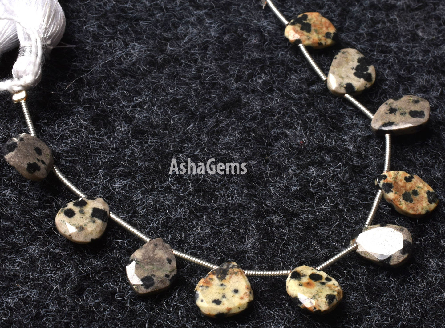 Natural Dalmatian Jasper Faceted Briolette Beads,6" Strand Dalmatian Jasper fancy Shape Flat Gemstone Beads, Jasper Uneven Shape Beads SALE