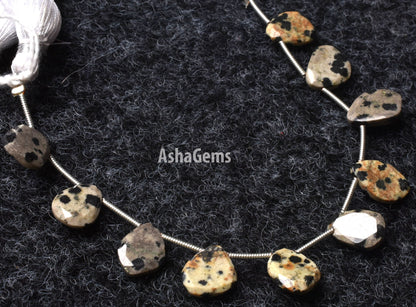 Natural Dalmatian Jasper Faceted Briolette Beads,6" Strand Dalmatian Jasper fancy Shape Flat Gemstone Beads, Jasper Uneven Shape Beads SALE