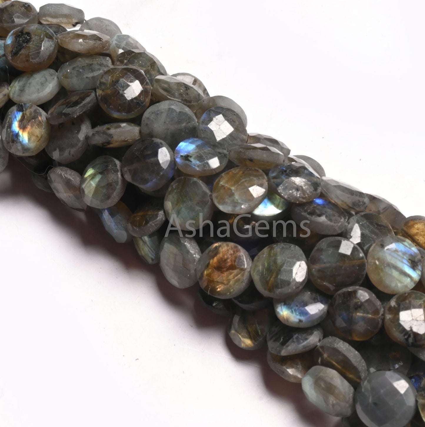Beautiful Labradorite Faceted Coin Shape Gemstone Beads, natural Multi Flash Black rainbow Coin Briolette T- Drill labradorite Beads Jewelry