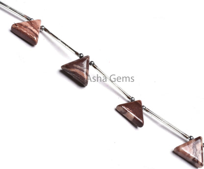 Beautiful Jasper Triangle Shape Gemstone Side Drill Beads,5 Piece Strand Natural Brown Jasper Smooth Trillion Beads Picture Jasper Bead SALE