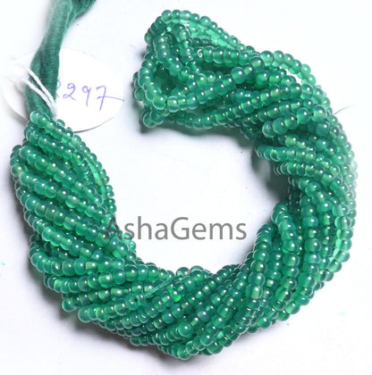 16" Beautiful Green Onyx Smooth Rondelle Gemstone Loose Beads,3.5,4mm Onyx Beads, AAA Green Onyx Plain Roundelle Handmade Bead Jewelry Craft