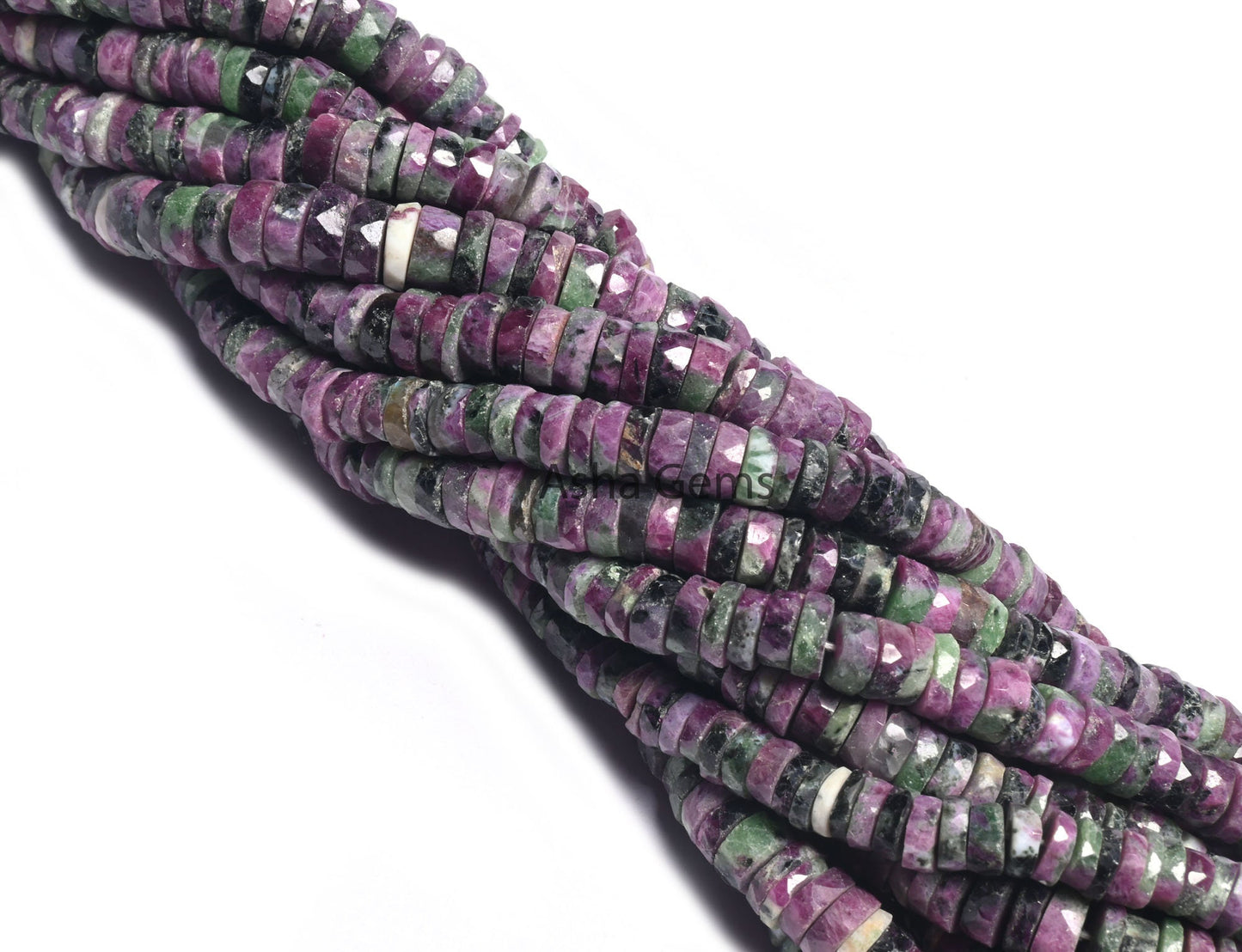 Natural Ruby Zoisite Faceted Heishi tyre Beads, Fine Ruby Zoisite Wheel Shape Beads Gemstone Flat Tyre Beads Necklace Jewelry Making Crafts