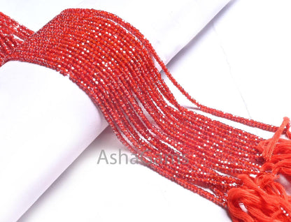 Beautiful Deep Orange Cubic Zircon Micro Cut faceted beads, 2.5 mm Orange Zircon Machine Cut Rondelle Tiny Zircon Beads Jewelry Craft SALE