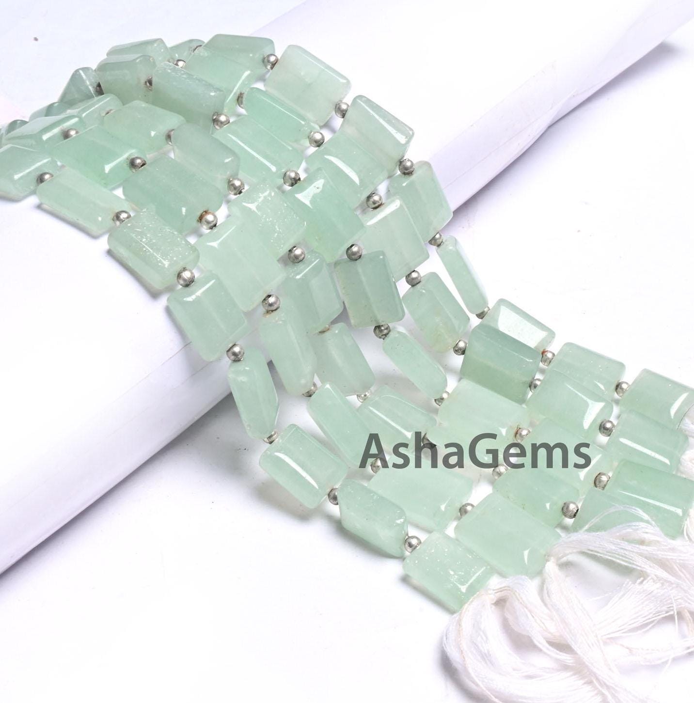 Fine Aventurine Fancy Chiclet Shape Gemstone Beads,9" natural Green Aventurine Rectangle Handmade Straight Drill Margaj Beads Jewelry making