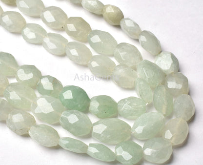 Natural Green Aventurine Faceted Oval Shape Beads,13" Strand Shaded Aventurine Hand Cut Oval Gemstone Beads, angoori Margaj Beads Handmade