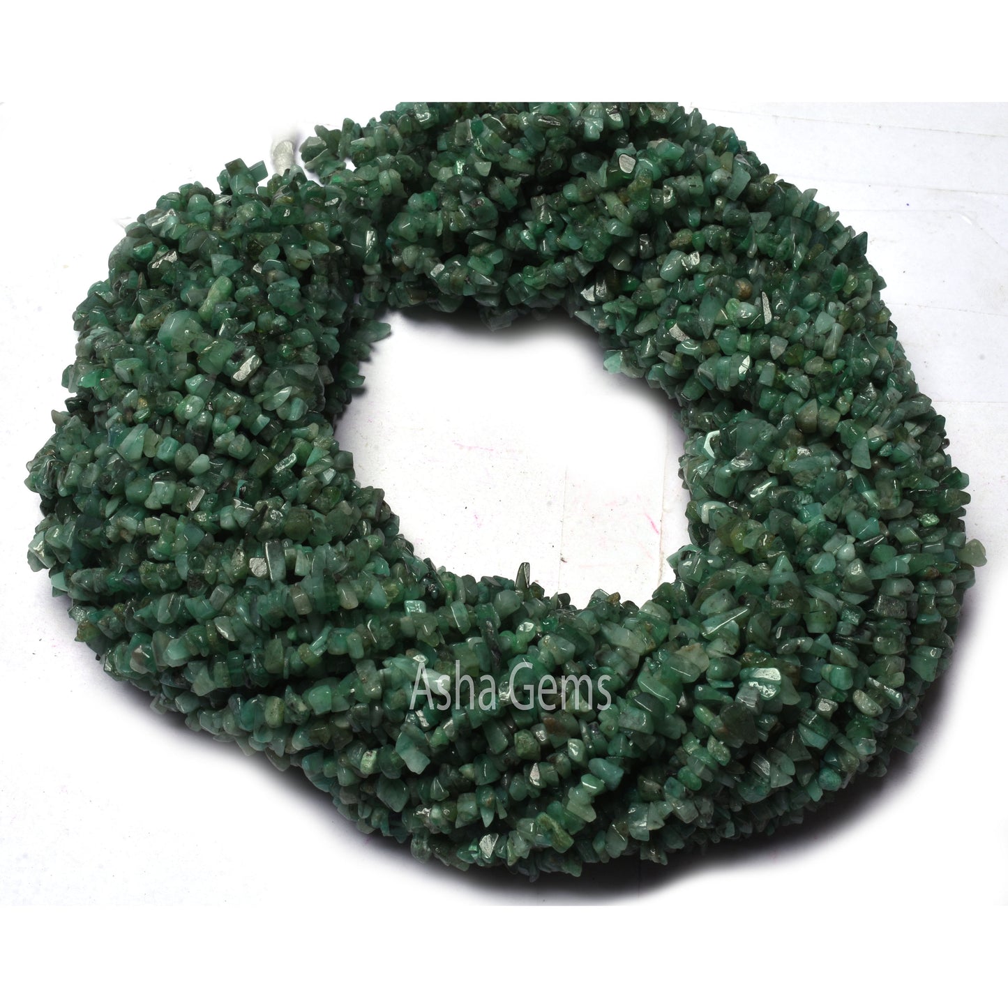 AAA Quality 34" Strand Natural Green Emerald Uncut Chips Raw Gemstone Beads, Green Emerald Gemstone Rough Smooth Tiny Nuggets Beads, Emerald