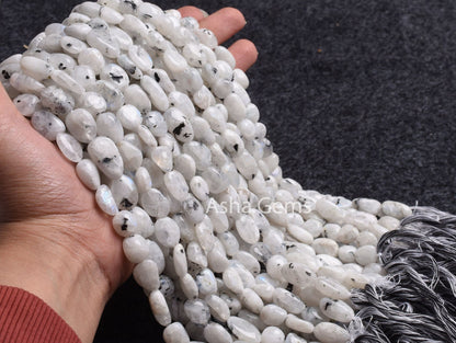 Natural Moss Rainbow Moonstone Nugget Shape Beads,Beautiful Rainbow Smooth Pebble Bead, Black Dot Rainbow Gemstone Uneven Nuggets Beads SALE (AG 22291)