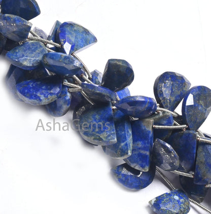 Beautiful Lapis Lazuli Fancy D Shape faceted Beads,8" Natural Blue Lapis Fancy Briolette Checker Cut Gemstone Loose Bead Jewelry Making SALE (AG 18674 )