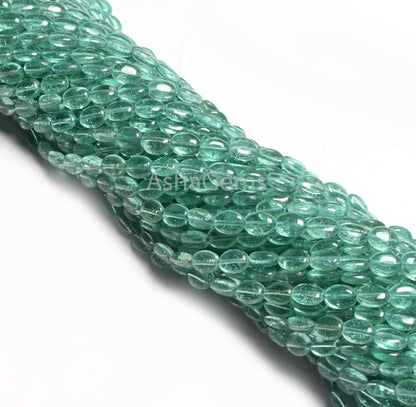 Beautiful Sea Green Quartz Hydro Smooth Oval Handmade Beads,5.5-7mm Aqua Green Color Hydro Plain Handmade Oval Shape Bead Jewelry Craft SALE