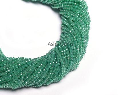 Beautiful Natural Green Onyx Micro Cut Rondelle Faceted Gemstone Beads 2.5 mm,AAA Quality Onyx Faceted Roundelle Bead Jewelry Making Crafts