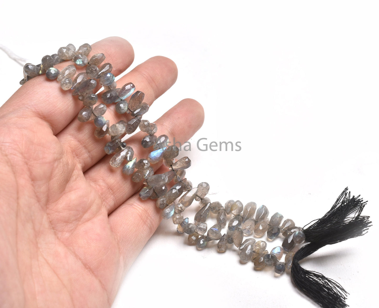 Natural Labradorite Fancy Long Drops Faceted Handcut Gemstone Beads,11"Flashy Multi Fire labradorite Teardrop Handmade Beads Jewelry makings