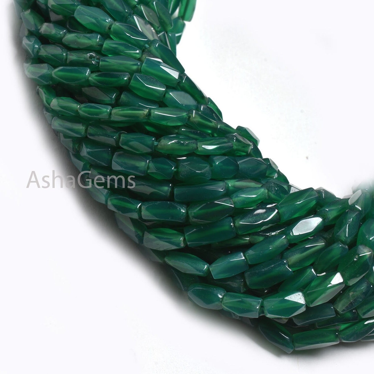 Natural Green Onyx Faceted Beads,12.5 Inch Beautiful Onyx Fancy Long Rectangle Uneven Gemstone Beads Green Onyx Briolette Jewelry Craft Sale