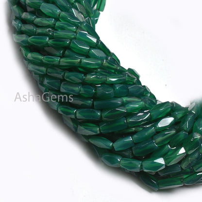 Natural Green Onyx Faceted Beads,12.5 Inch Beautiful Onyx Fancy Long Rectangle Uneven Gemstone Beads Green Onyx Briolette Jewelry Craft Sale