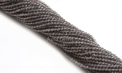 2.2 mm Smoky Quartz Micro Cut faceted Gemstone beads,13" Strand Light Grey Smoky Beads, AAA Smoky Machine Cut Rondelle Faceted Bead Jewelry