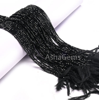 AAA Quality Natural Black Spinel Micro Cut Rondelle Faceted Gemstone Beads,2.5mm Coal Black Spinal machine Cut Tiny Spinel Bead Jewelry SALE