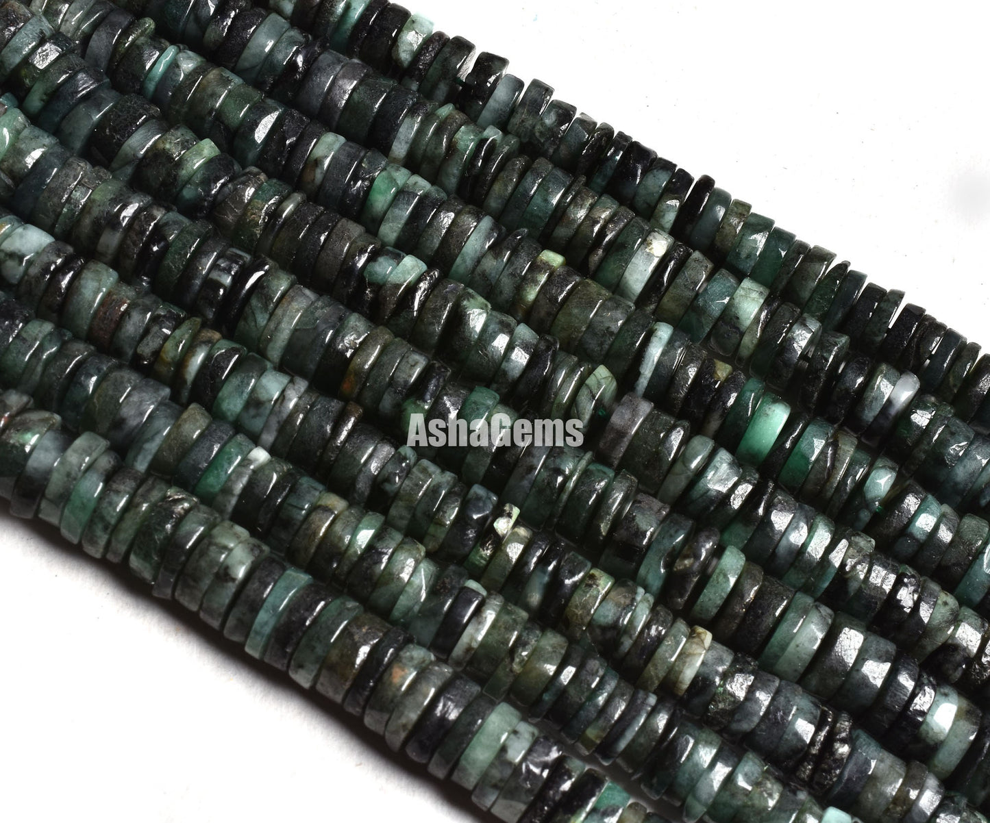 16" Strand Beautiful Emerald Smooth Heishi Tyre Beads/ Natural Shaded Green Emerald Plain Wheel Shape Beads, Emerald Beads For Jewelry craft