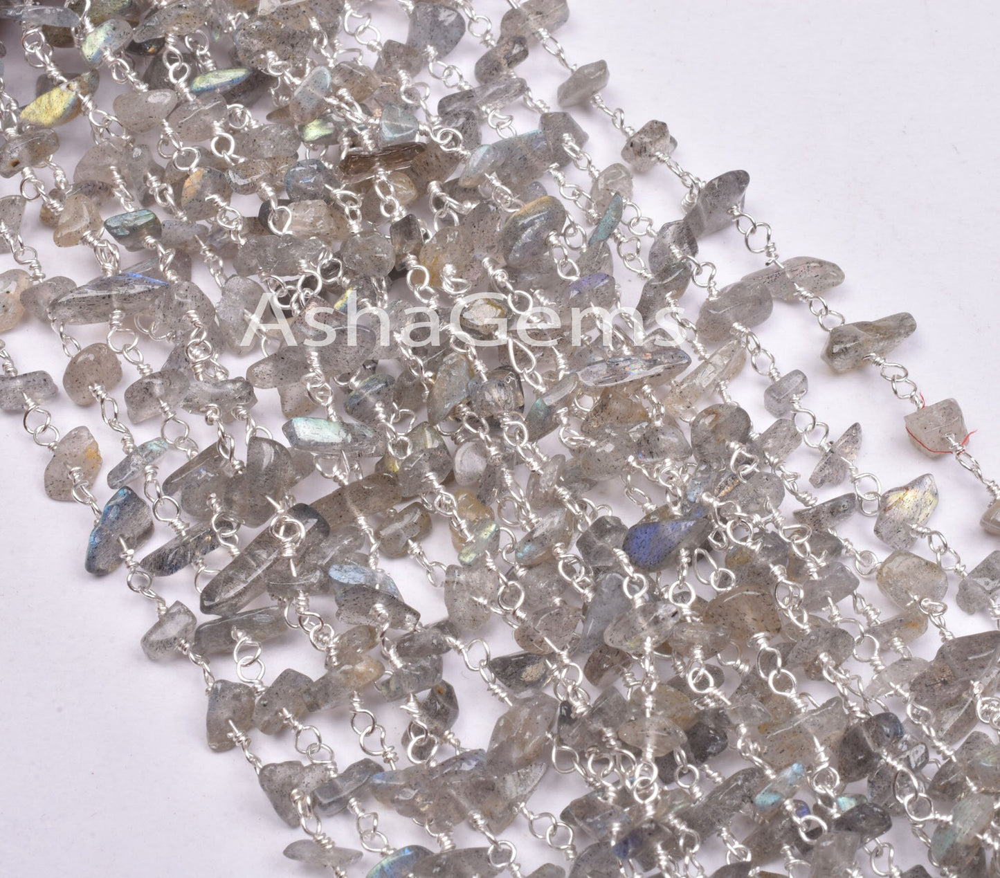 3,5.10 feet Natural Labradorite Uncut Chips Beads Rosary Chain,Black Rainbow Nugget Beaded Chain Rosary Silver Plated Wire Bulk Roll Chains