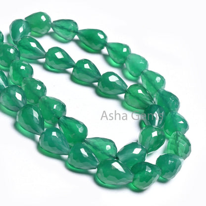 Beautiful Green Onyx Faceted Drops Shape Beads,7-10mm Green Onyx T Drill Drop Beads,AAA Onyx Faceted Teardrop Bead Jewelry Making Craft SALE