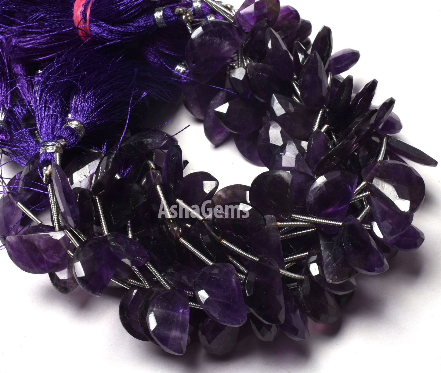 beautiful Purple Amethyst Faceted Fancy Shape Beads,8" Strand African Amethyst Fancy D Shape Bead Gemstone Amethyst Briolette Beads Jewelry