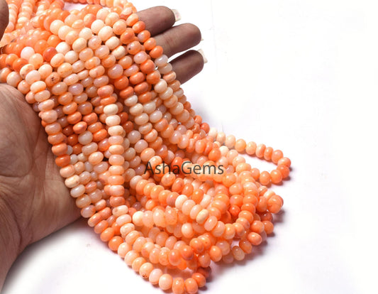 Beautiful Shaded Orange Opal Smooth Rondelle Beads, AAA Fire Opal Color beads, carrot Orange opal Plain Gemstone beads Necklace Jewelry SALE