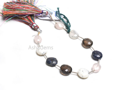 Beautiful Mix Gemstone Faceted Coin+3Piece Rose Quartz Oval Beads, Multi Color Stone Briolette Straight Drill Bead Jewelry Making Craft SALE