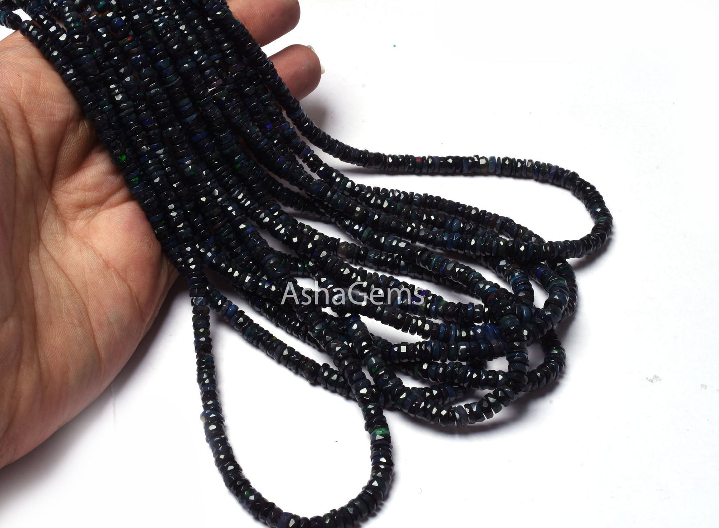AAA Quality Blue Ethiopian Opal faceted tyre Gemstone Beads, Welo Flash Ethiopian Opal Tyre Beads, Opal faceted Tyre Beads Necklace Jewelry