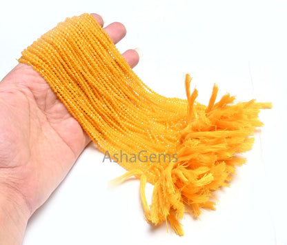 Rare Yellow Chalcedony Quartz Micro Cut Gemstone Tiny Beads,2.5 mm AAA Quality Yellow Quartz faceted Rondelle Machine Cut Beads Jewelry SALE