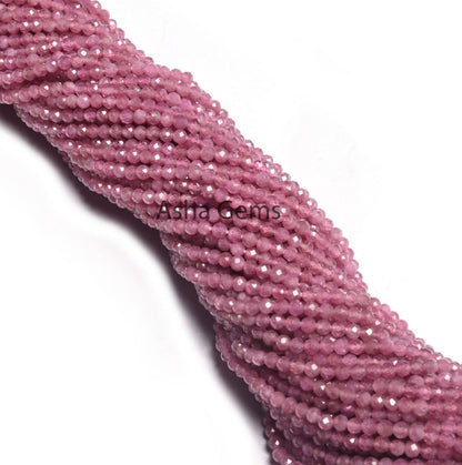 2.5 mm Fine Quality Pink Tourmaline Micro Cut Faceted Rondelle Gemstone Loose Beads, Natural Tourmaline Tiny machine cut Bead Jewelry Crafts