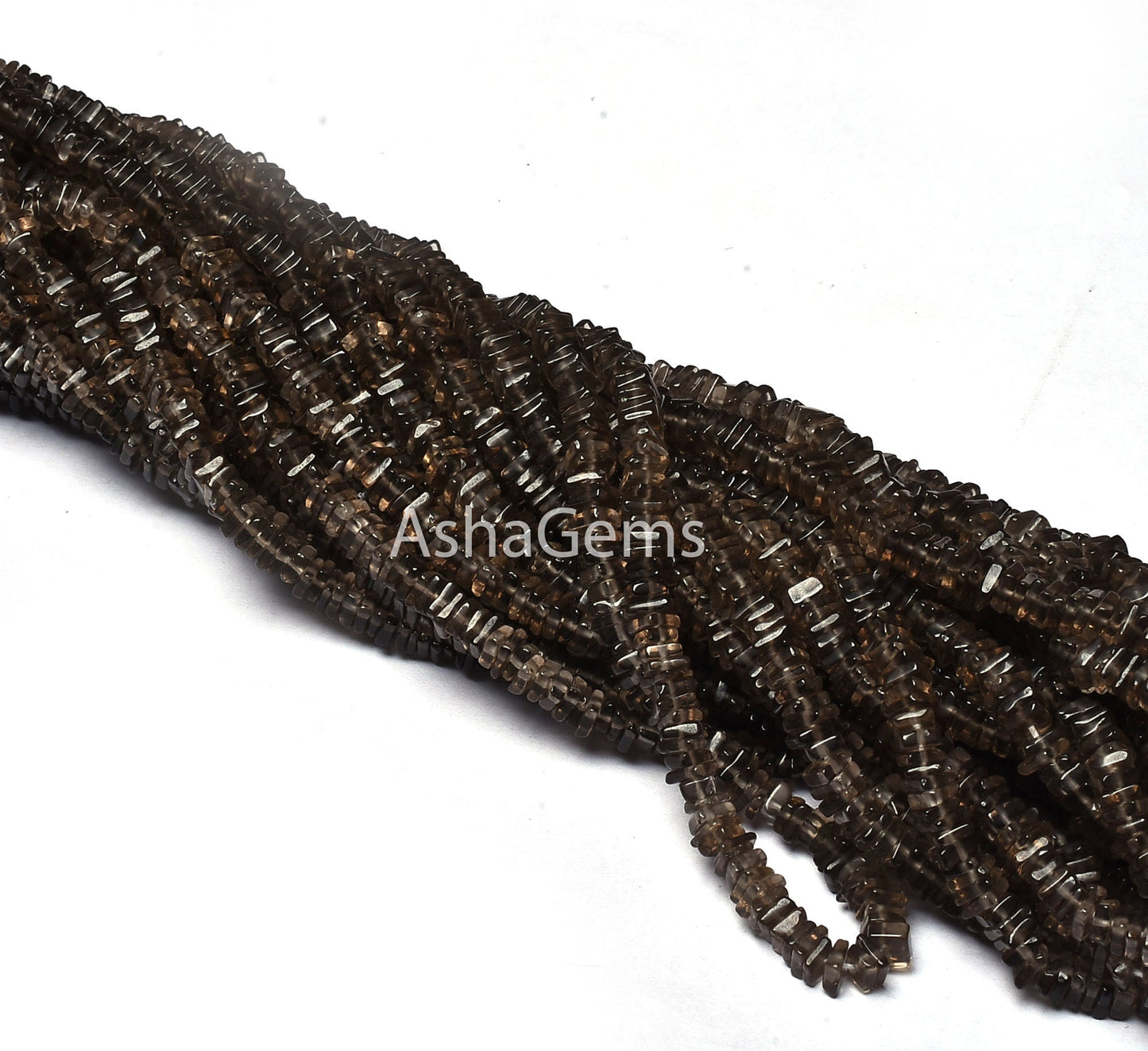 Natural Smoky Quartz Smooth Heishi Square Shape Gemstone Beads, Smoky Flat Beads, 4.5-5 mm Smoky Loose Beads Handmade Jewelry Making Crafts