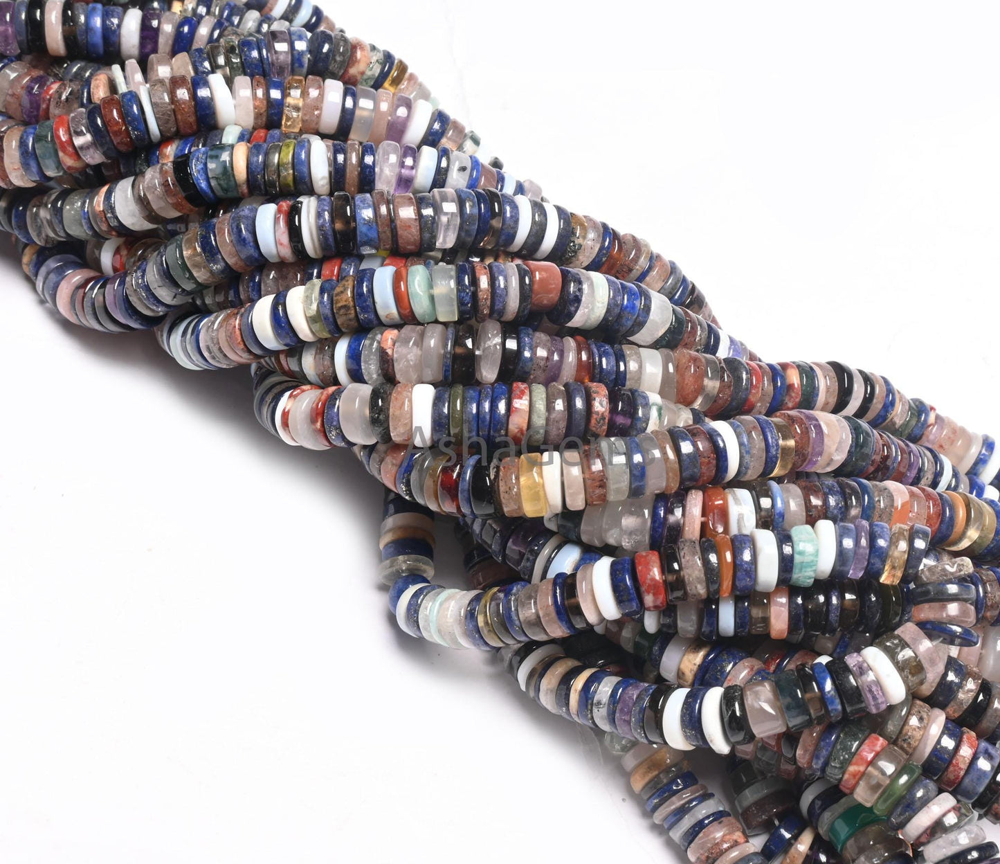 Beautiful Mix Color Gemstone Heishi Tyre Smooth Beads,16" Natural Disco Multi Color Stone Handmade Flat wheel Bead Jewelry Making Craft SALE