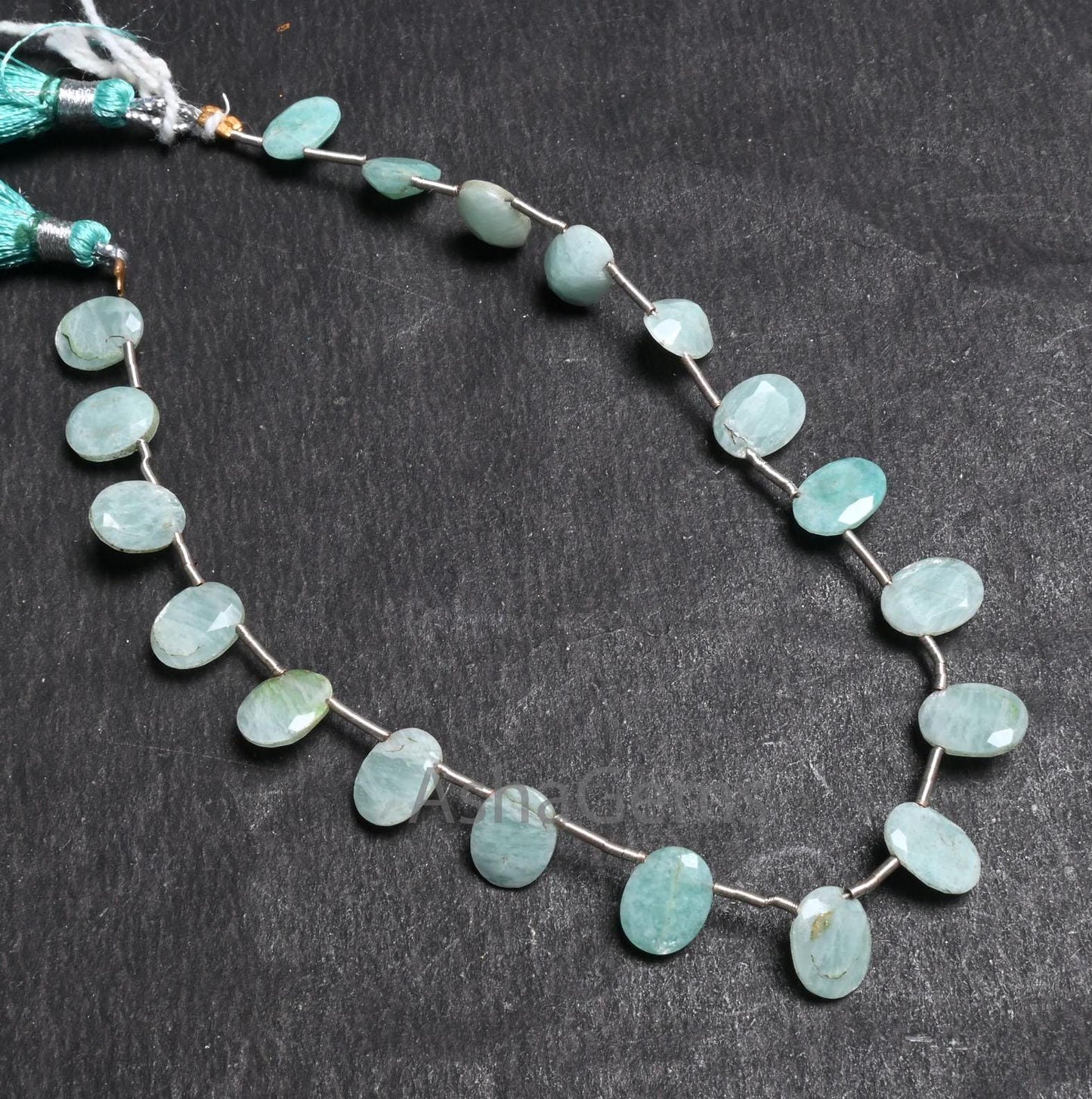 Beautiful Amazonite faceted Oval Beads,7x9 mm Natural Blue Amazonite Fancy Oval Cabochon Side Drill Briolette Gemstone Beads Jewelry Crafts