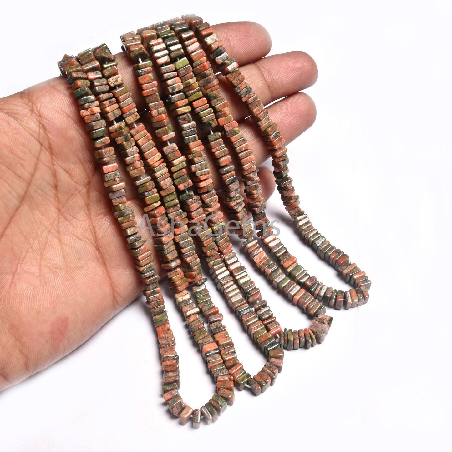 Beautiful Unakite Heishi Square Shape Gemstone Beads,55-6 mm, Natural Unakite Smooth Handmade Flat Square Unakite Beads Jewelry Making Craft