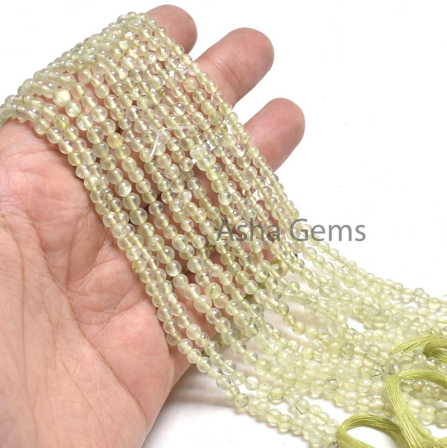 3.5,4 mm Natural Prehnite Smooth Round Ball Beads,13"Strand Light Green Prehnite Plain Round Shape Gemstone Beads Prehnite Bead Jewelry SALE