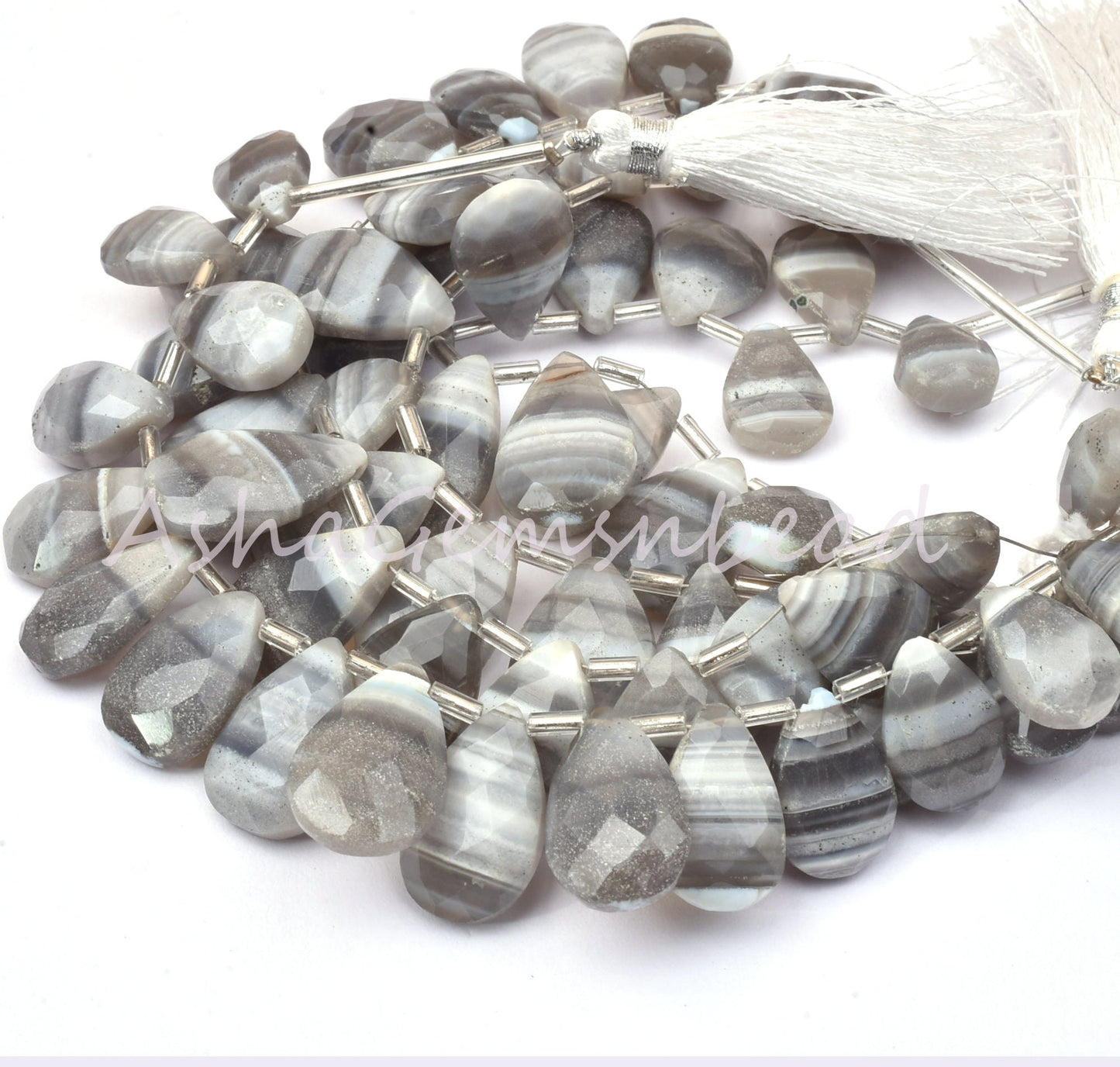 Grey Banded Agate Faceted Pear Shape Beads ,Boulder Agate Teardrop Gemstone Bead Faceted Briolette, Agate Beads Fancy Jewelry Craft Jewelry